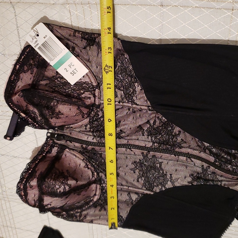 Felina Jezebel NEW Lust Bustier 2-piece Corset G-String Thong BLACK Women L Sexy - Picture 15 of 16